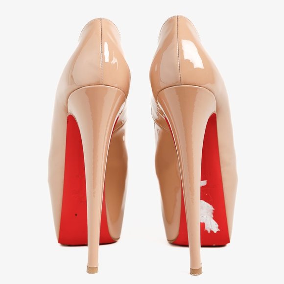 Christian Louboutin Patent Daffodile Peep Toe 160 Pumps, Sz 5.5 - Picture 3 of 9